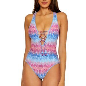 BECCA Blue and Pink One Piece Swimsuit